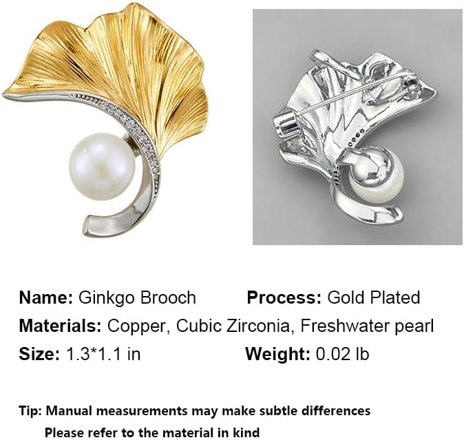 Gold Ginkgo Leaf Brooch Yellow Flower Lapel Pin Blazer Dress Jacket Suit Clothing Jewelry Vintage Inspired Birthday Festival Gift for Women