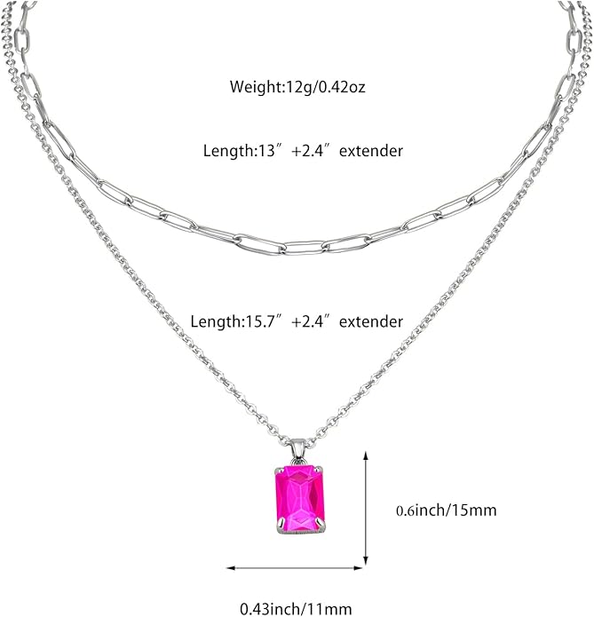 Gold Layered Pendant Necklaces for Women 14k Gold Plated Crystal Choker Necklace Paperclip Rhinestone Necklace Party Prom Jewelry
