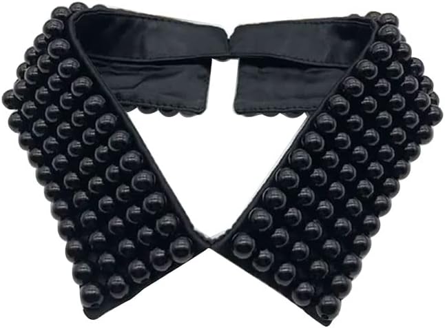 Statement Necklace for Women Girls Simulated Pearl Beaded Bib Detachable False Collar Choker Necklaces Clothing Accessory