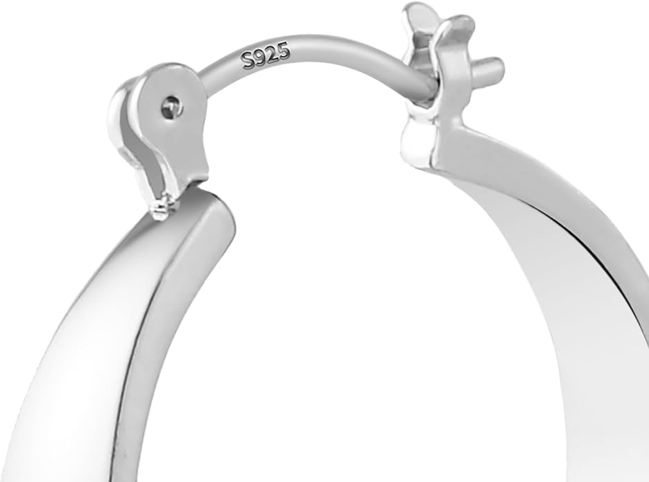 WGOUD 3 Pairs 925 Sterling Silver Post Hoop Earrings Hypoallergenic 14K Gold Plated Lightweight Hoop Earrings for Women Medium Silver Hoops Earring for Women 24/26mm