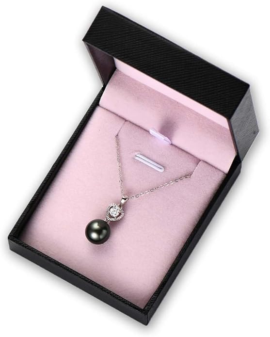 Tahitian Black Pearl Necklaces for Women, 925 Sterling Silver Pearl Pendant Necklace, Birthday Anniversary Jewelry Gifts for Wife Mom