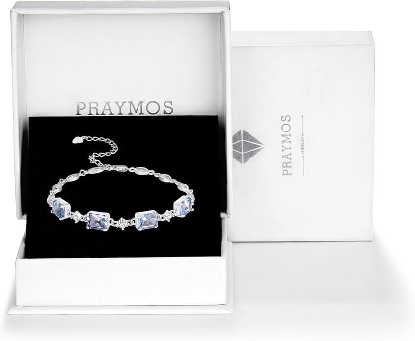 PRAYMOS Birthstone Bracelets for Women Mom Mother's Grandma Sterling Silver Women's Bracelets Birthstone Jewelry Gifts