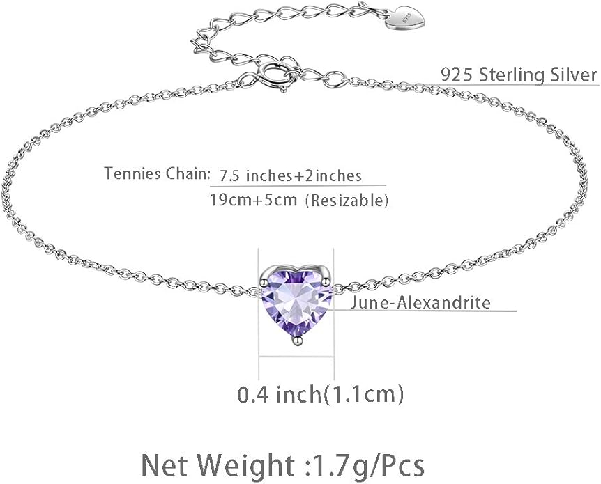 Aurora Tears 925 Sterling Silver 12 Birthstone Hearts Jewelry Women Crystal Wedding/Engagement/Bridal Heart Necklace/Earring/Ring/Bracelet Sets Jewellery