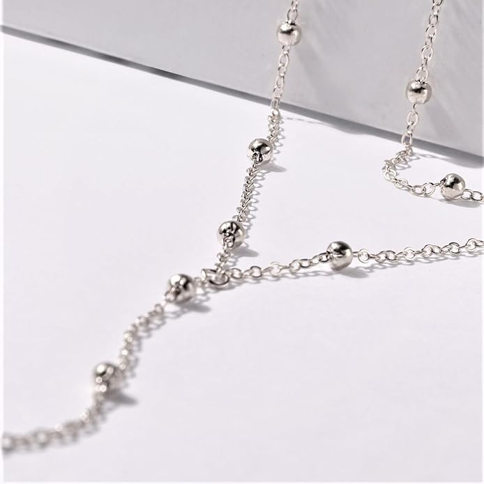HAXIYA Lariat Gold Necklace for Women Dainty Long Necklace 14k Gold Plated/Silver Y-Shaped Pendant Drop Chain Trendy Layered Pearl/Beaded/CZ Necklaces Simple Gold Jewelry For Women Gift