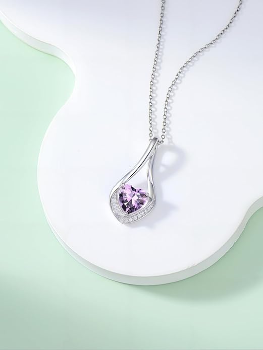 Birthstone Necklaces for Women,18k Yellow/White Gold Plated Forever Love Heart Infinity Pendant Necklace Anniversary Jewelry Christmas Birthday Gifts for Women Her Wife Girlfriend