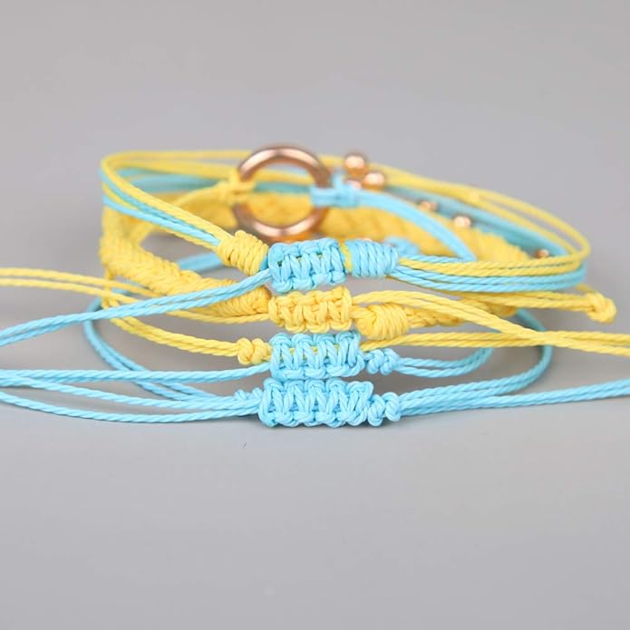 FANCY SHINY Sunflower String Bracelet Boho Braided Rope Wrap Bracelets Cute Summer Beach Surfer Jewelry for Women