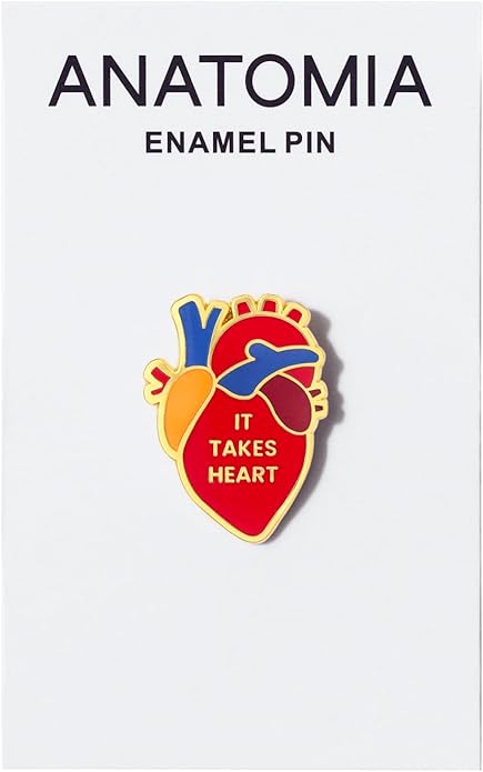 ANATOMIA It Takes Heart Cardiology Premium Enamel Pin - Medical Enamel Pin, Lapel Pin, Brooch, Hard Enamel, Classic Pin Back
