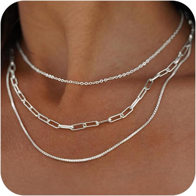 Freekiss Herringbone Necklace for Women,Dainty Gold Necklace,14k Gold Plated Snake,Gold Chain Choker Necklaces,Simple Gold Layered Necklaces,Gold Jewelry Gift for Women
