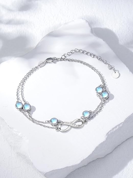 Dorunmo Anklet Bracelets for Women 925 Sterling Silver Infinity Anklets Bracelets Birthstone Jewelry Gifts for Mom Wife