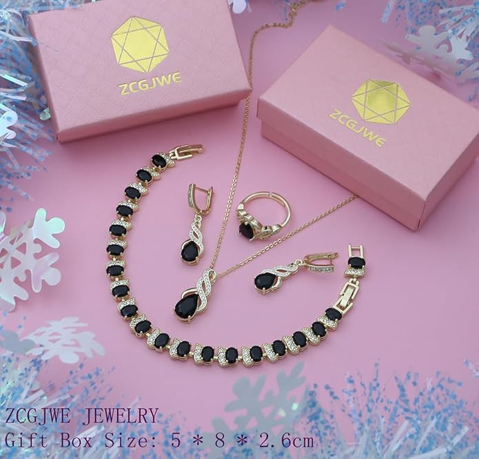 ZCGJWE Wedding Jewelry Set for Women Gem Necklace Earrings Bracelet Luxury Jewelry Set Birthday Valentine's Day Mother's Day Christmas Prom Jewelry Gift