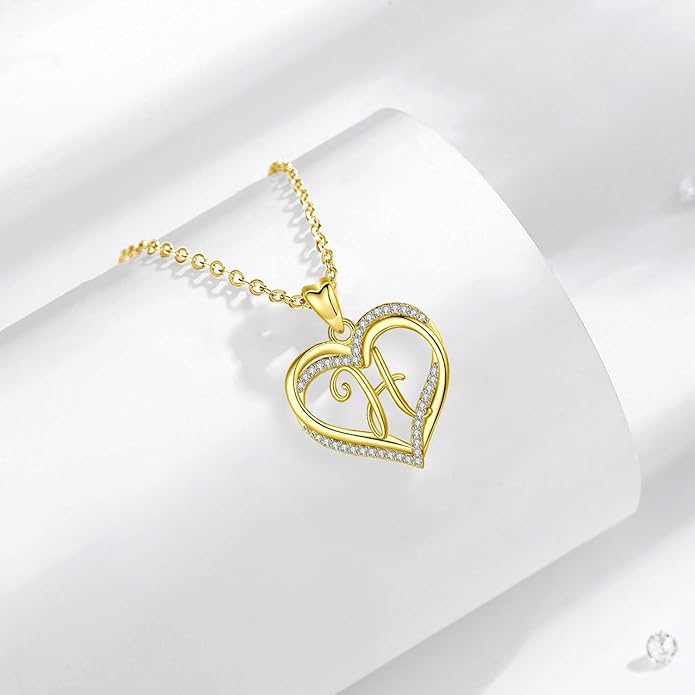 INFUSEU Unique Initial Necklaces for Women Girls Small Heart Letter Jewelry, Meaningful Personalized Gifts