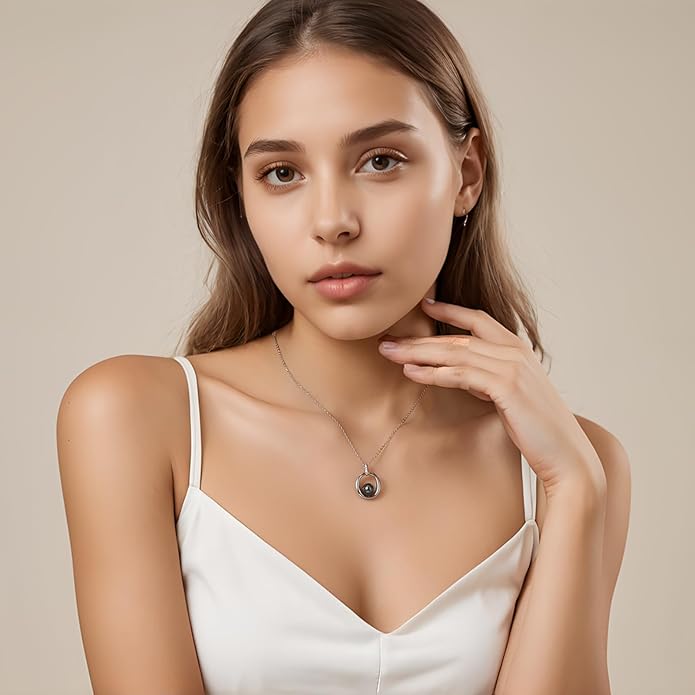 Genuine Tahitian Black Pearl Necklace for Women, 9-11mm AAAA Seawater Pearl with Sterling Silver Moissanite Pendant, Jewelry Gift for Wife, Mom, Girlfriend, Wedding Anniversary, Birthday, Christmas