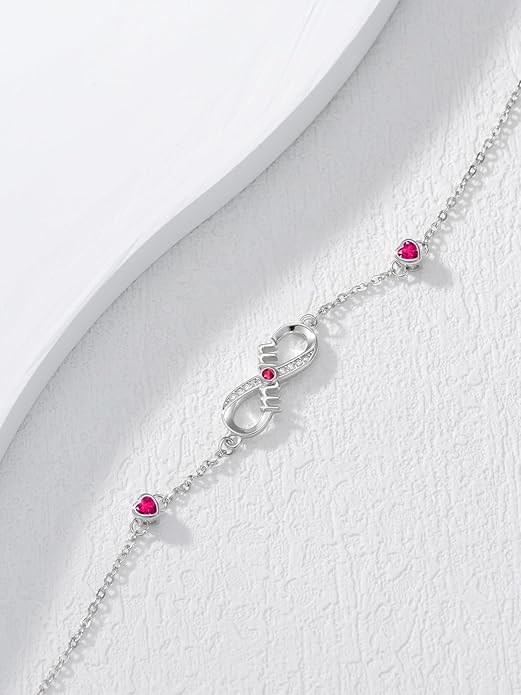 Dorunmo Infinity Bracelet Mom Bracelet 925 Sterling Silver 14K Gold Plated Infinity Heart Anklet for Women Christmas Jewelry Gifts for Wife Mom Daughter