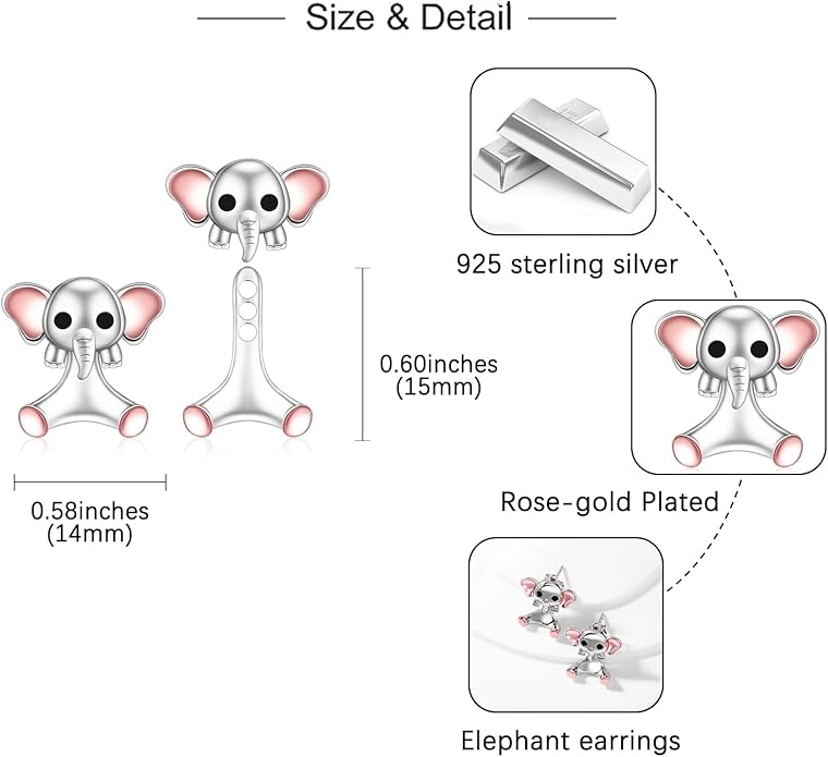 Animal Jacket Earrings for Womens 925 Sterling Silver Axolotl Pug Cat Goat Earrings Cute 3D Earrings Jacket Hypoallergenic