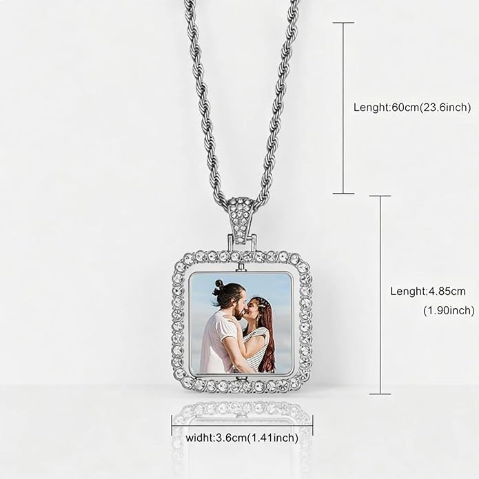 CLYLIFE Picture Necklace Personalized Photo,Custom Disc/Heart Pendant for Men Women Dad Mom Customized Necklace with Chain Photos Memorial Gifts for Mother's Day, Birthday, Anniversary