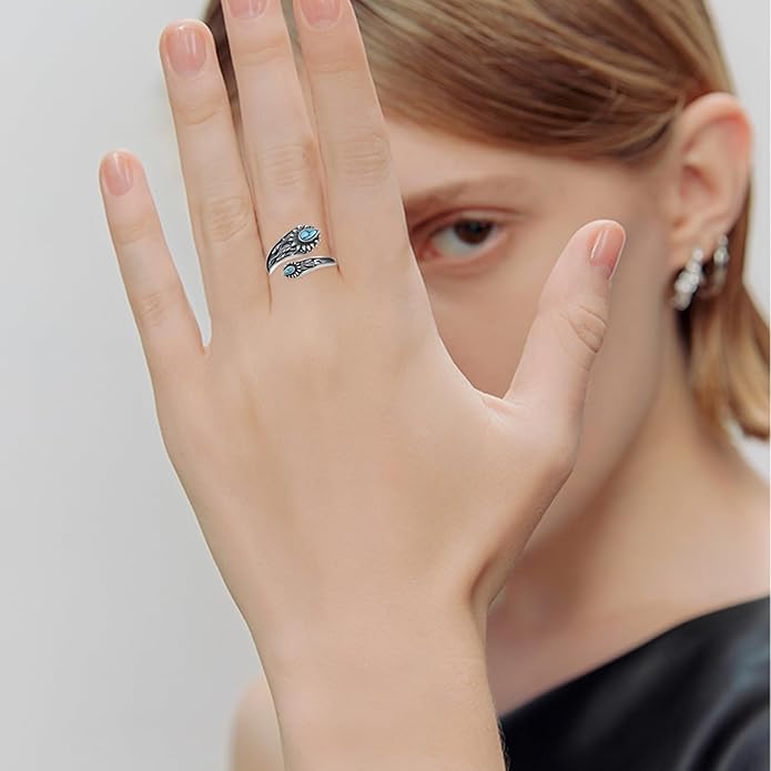 Spoon Rings for Women 925 Sterling Silver Mushroom/Phoenix/Snake/Cardinal/Octopus/Tree of Life/Sunflower/Highland Cow/Dragonfly/Dragon/Horse/Sea Turtle/Frog Rings