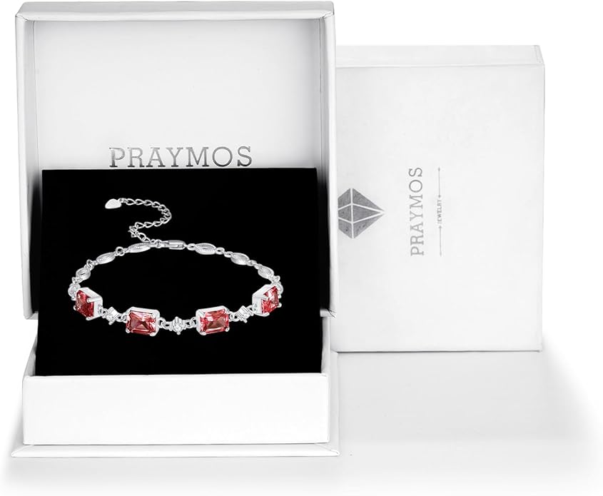 PRAYMOS Birthstone Bracelets for Women Mom Mother's Grandma Sterling Silver Women's Bracelets Birthstone Jewelry Gifts