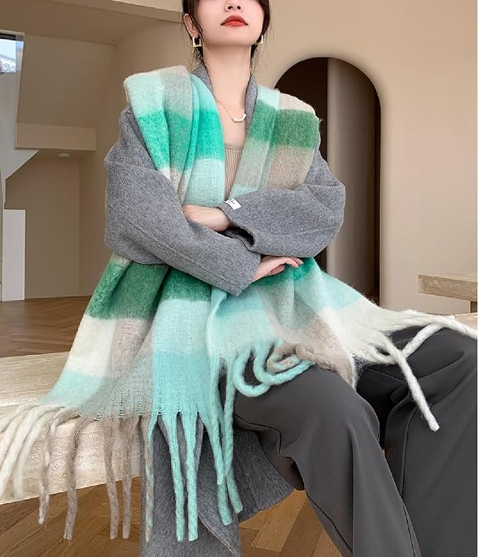 Wander Agio Winter Women Warm Scarf Long Shawl Large Scarves Cold Weather Thick Blanket Scarfs Colorful Plaid