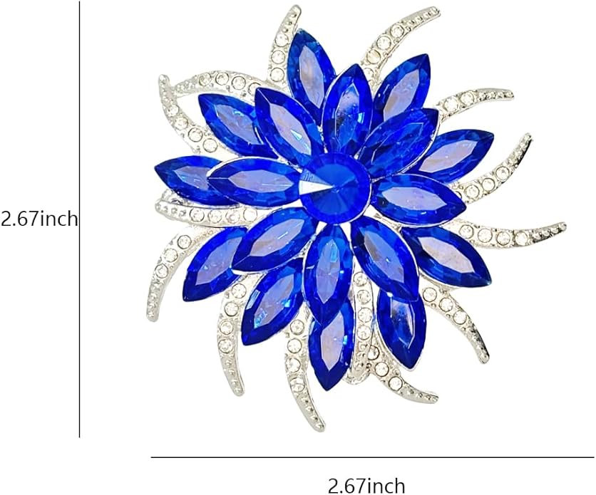 Large Crystal Flower Brooch Pin for Women Red purple pink green Rhinestone Flower Lapel Pin Wedding Party Birthday Dance Banquet Dress Suit Ceremony Clothes Hat Bag Accessories Jewelry