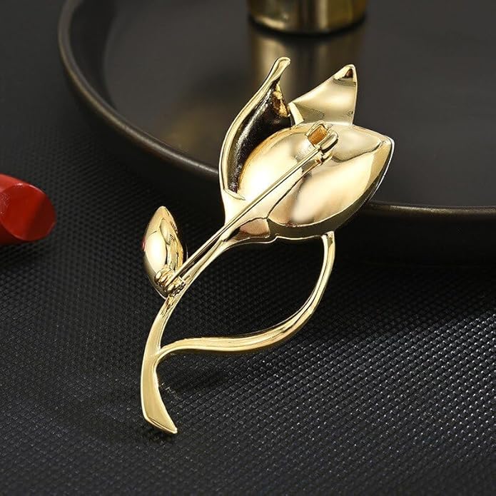 Rhinestone Flower Brooch Austrian Crystal Flower Pin 18k Gold Plated Floral Brooch Lapel Pin Jewelry Mother's Day Birthday Gifts for Mom Wife