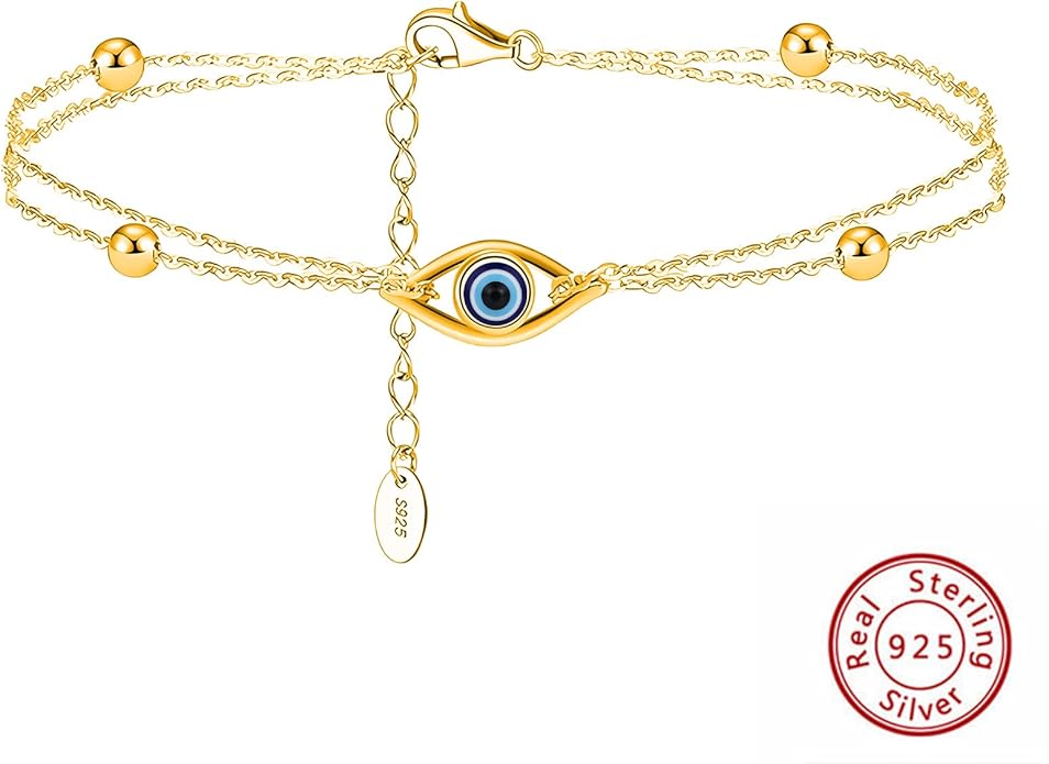 925 Sterling Silver Evil Eye Bracelets Infinity Adjustable Bracelet for Women Mother Wife Girlfriend Jewelry Gift