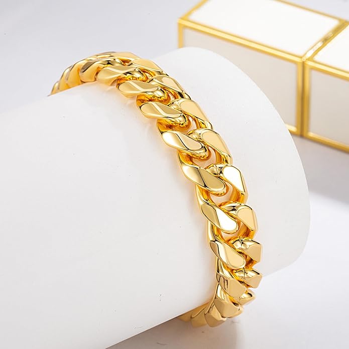 Fashion 925 Sterling Silver Solid Miami Cuban Link Chain Bracelet 8MM-12MM-14MM Curb Cuban Solid Thick Big Link Bracelet For Men 7-10 Inch Jewelry Gift