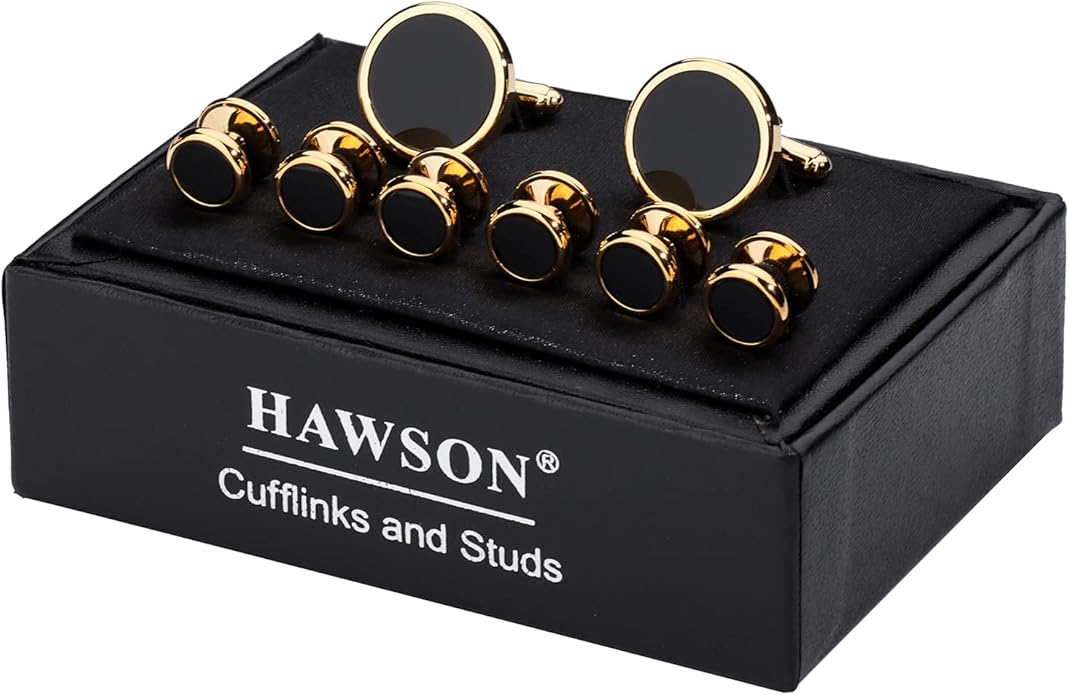 HAWSON Fashion Mother-of-Pearl Tuxedo Shirt Button and Cufflink Set, Specially Designed for Wedding Business