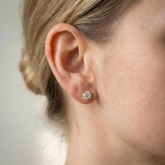 Scottsdale Diamond 14K Gold 0.5 to 4 Carat Certified LAB GROWN Diamond Stud Earrings for Women Her Round Cut 4 Prong Screw Back Fine Jewelry (E/F Color, VS1-VS2 Clarity)