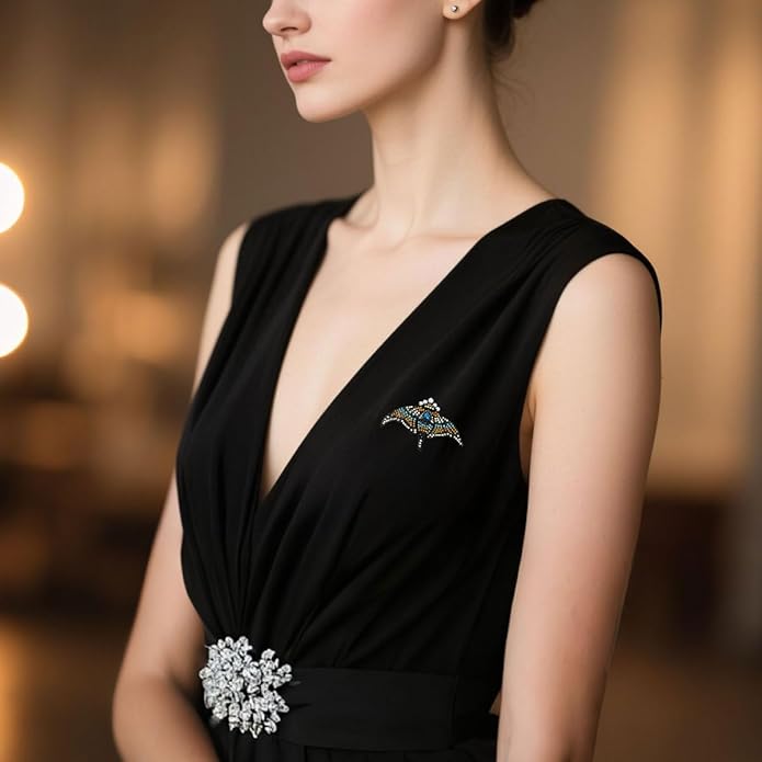 LuvQaze Animal Brooch for Women Men Zirconia Rhinestone Abalone Shell Animal Lapel Pin Christmas Birthday Holiday Gift for Wife Mother Girlfriend Daughter