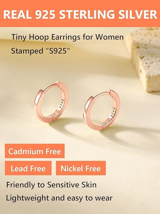Silvora 925 Sterling Silver Small Hoop Earrings for Women Huggie Earrings Hypoallergenic Cartilage Earrings Tiny Hoops 6mm/8mm/10mm/12mm/14mm/16mm/18mm/20mm