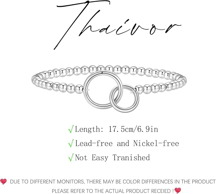 Beaded Bracelet for Women Trendy Stretch Handmade Ball Charm Bracelet Dainty Cross Heart Bow Wave CZ Stackable Jewelry Charm Gifts for Her