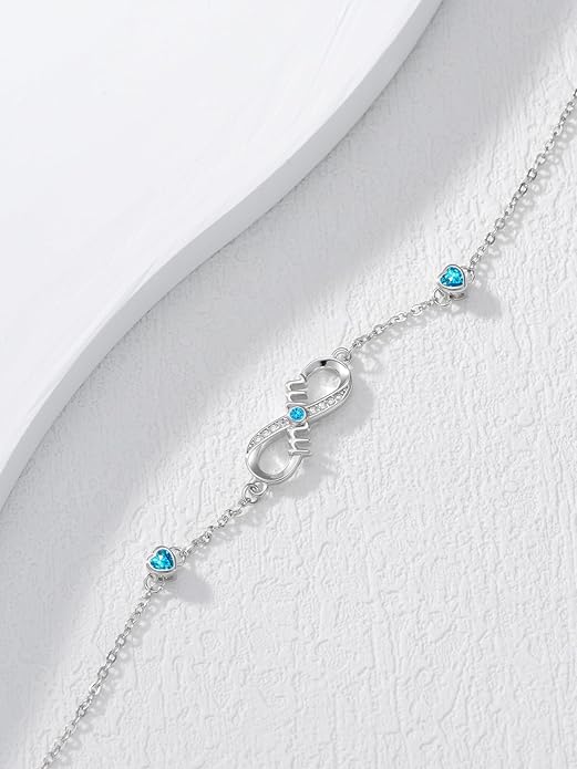Dorunmo Infinity Bracelet Mom Bracelet 925 Sterling Silver 14K Gold Plated Infinity Heart Anklet for Women Christmas Jewelry Gifts for Wife Mom Daughter