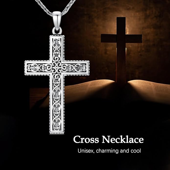 Cross Necklace for Men 925 Sterling Silver Celtic Cross Pendant Christian Jewelry Religious Christmas Gifts for Women