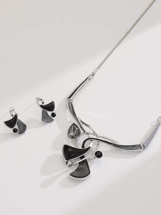 Chunky Statement Jewelry Set Vintage Retro Leaf Flower Floral Geometric Bohemian Boho Bib Necklace Earring Set Fashion Costume Jewelry for Women Girls Wedding Party Prom Unique Gift