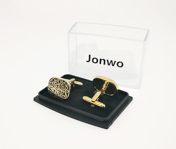 Jonwo Vintage Roman Lover Pattern Cuff Links in Gift Box Universal Cufflinks for Men Lady Business Wedding Anniversary Shirt