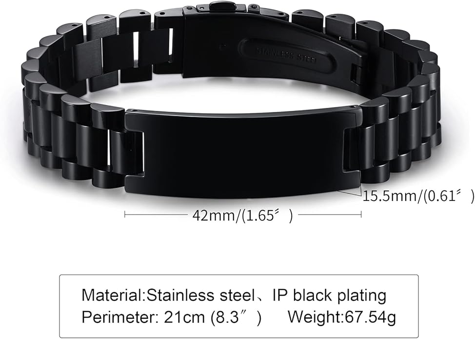 VNOX Masculine Watch Band Stainless Steel Link Bracelet Personalized Jewelry Gift for Men DAD Father Husband Boyfriend