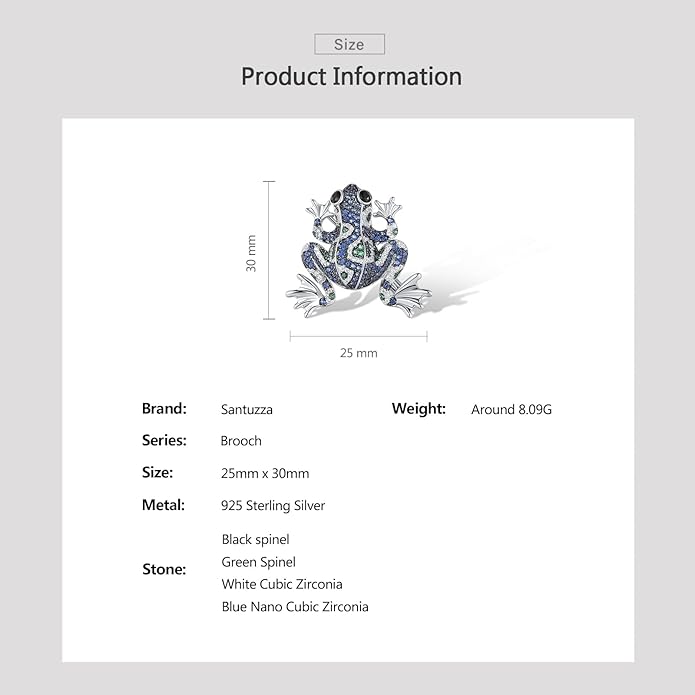 Santuzza 925 Sterling Silver Gemstone Pin Brooch for Women