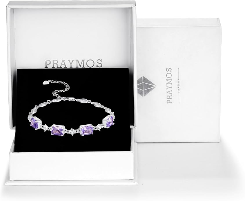 PRAYMOS Birthstone Bracelets for Women Mom Mother's Grandma Sterling Silver Women's Bracelets Birthstone Jewelry Gifts
