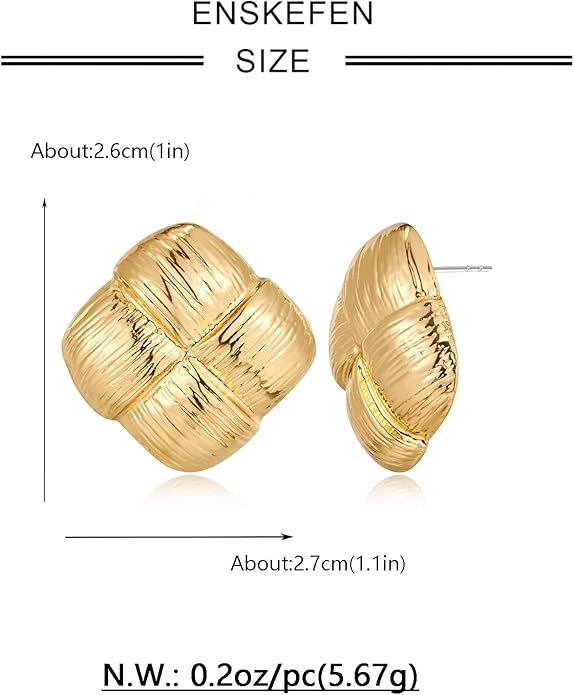 Irregular Gold Stud Earrings for Women Hammered Silver Stud Earrings Statement Geometric Earrings Vintage Gold Earrings