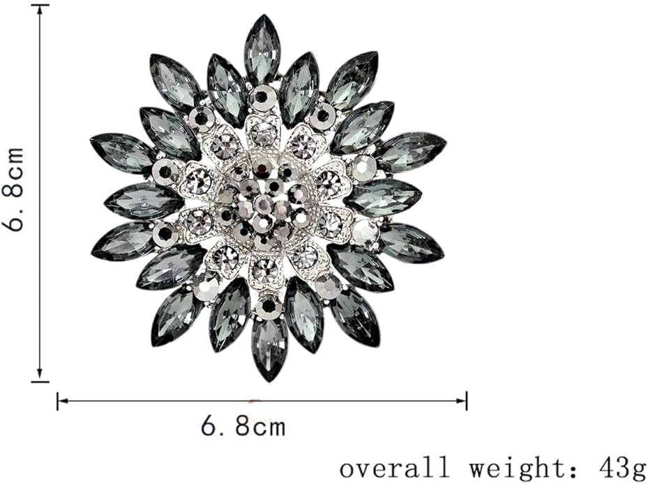 Rhinestone Sunflower Brooch for Women Sparkling Cubic Zirconia Flower Brooch Pin Elegant Large Crystal Floral Lapel Pin Dainty Clothing Hat Bag Accessories Christmas Wedding Bridal Birthday Jewelry