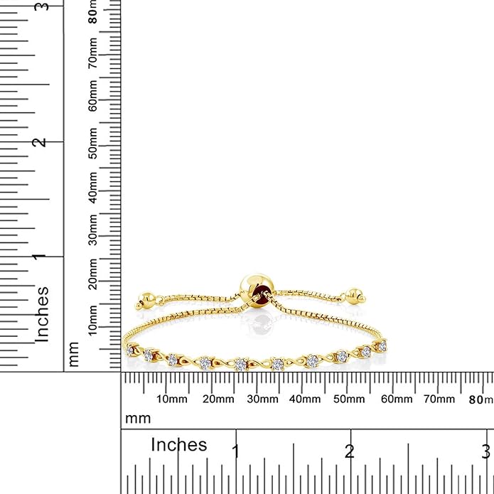 Gem Stone King Round Gemstone Birthstone Tennis Bracelet For Women | 925 Sterling Silver | 2.5MM Round | Fits Up To 9 Inch Wrist | Adjustable Bolo Bracelet For Women | Easy-On Easy-Off