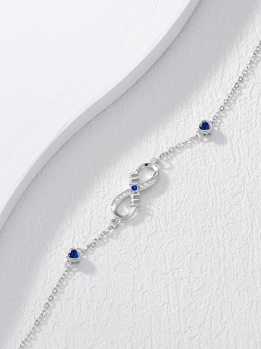 Dorunmo Infinity Bracelet Mom Bracelet 925 Sterling Silver 14K Gold Plated Infinity Heart Anklet for Women Christmas Jewelry Gifts for Wife Mom Daughter