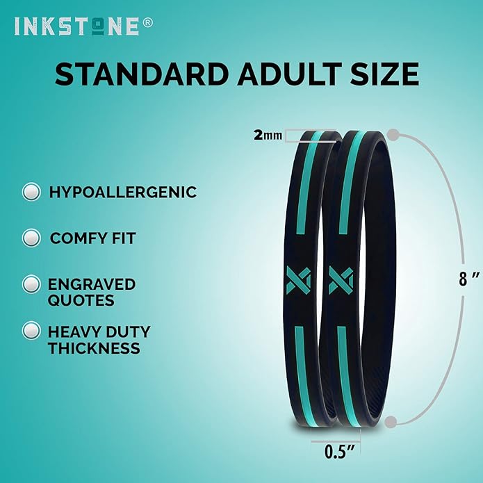 Inkstone Awareness Ribbon Silicone Bracelets (12-pack) - Wholesale Pack of 1 Dozen Unisex Wristbands for Men Women - Cancer Survivor Hospital Gifts Party Favors Giveaways Goodie Bag Items