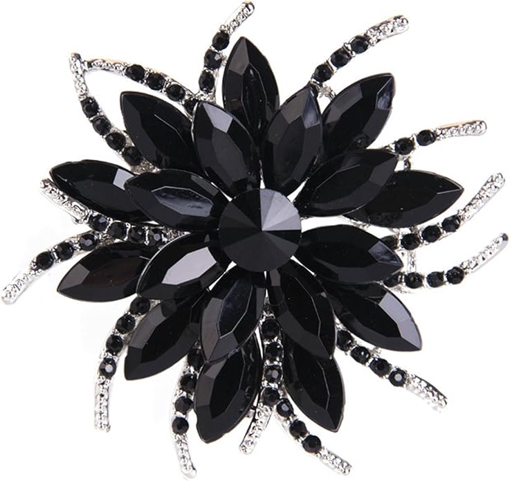 Rhinestone Large Flower Brooches Pins for Women Fashion Sparkly Crystal Sunflower Statement Brooch Unique Wedding Party Suit Dress Jewelry Accessories
