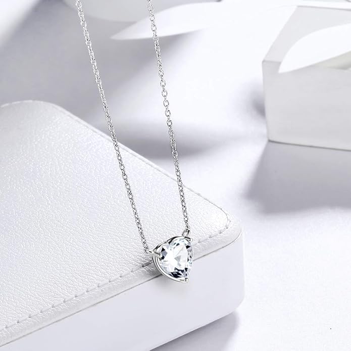 Aurora Tears 925 Sterling Silver 12 Birthstone Hearts Jewelry Women Crystal Wedding/Engagement/Bridal Heart Necklace/Earring/Ring/Bracelet Sets Jewellery