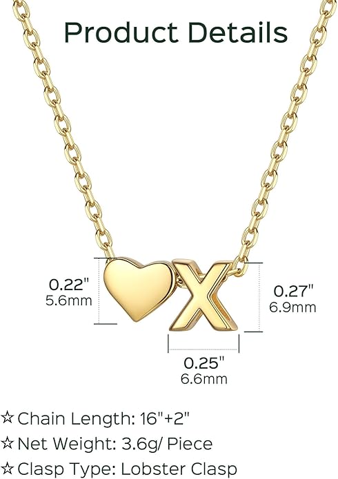 ChicSilver 925 Sterling Silver Heart Initial Necklaces for Women -Dainty Personalized Heart Pendant Letter Alphabet Necklace for Women
