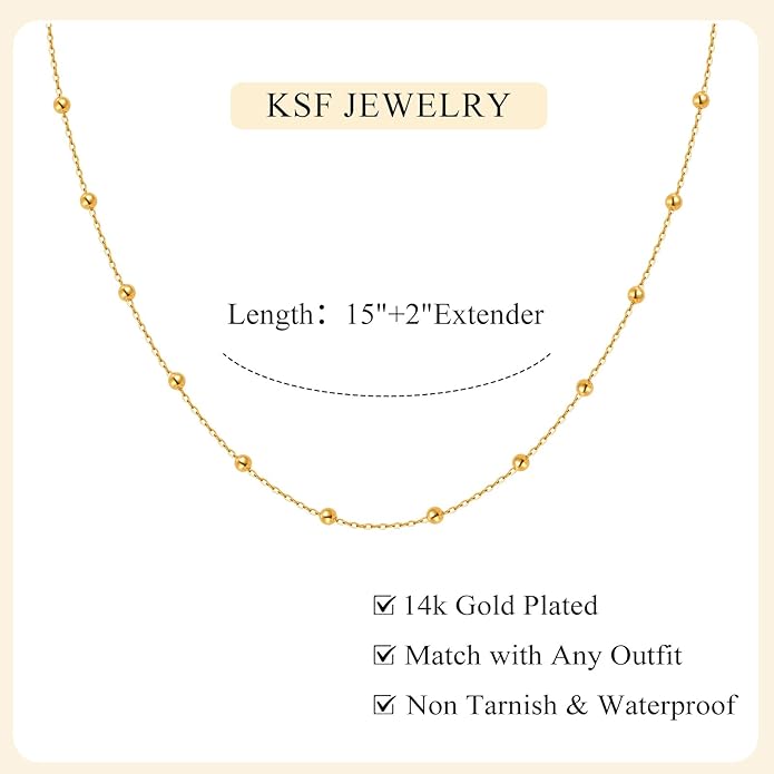 KSF Gold Choker Necklace for Women - 18K Gold Plated Dainty Necklaces for Women Trendy, Cute Heart Flower Butterfly Beaded Cubic Zirconia Choker, Stainless Steel Necklace Jewelry Gift Non Tarnish