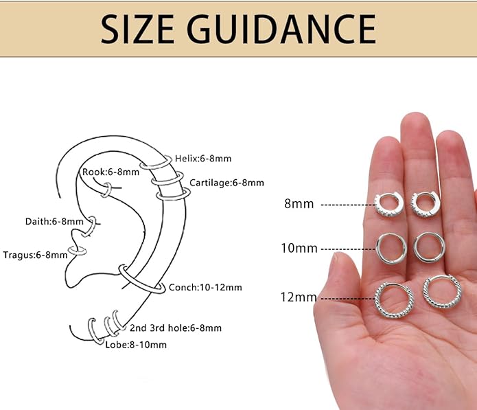 micuco 3 Pairs Small Hoop Earrings Set for Women, 14K Gold Plated Huggie Hoop Earrings for Men, Tiny Cartilage Hypoallergenic Earring Set