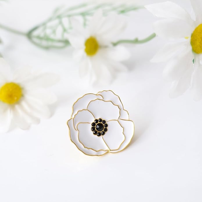 Poppy Flower Brooch - Memorial Day Veterans Day Armistice Day Pins - Remembrance Jewelry Gift Flower Pin for Women Mom Stepmother Grandma