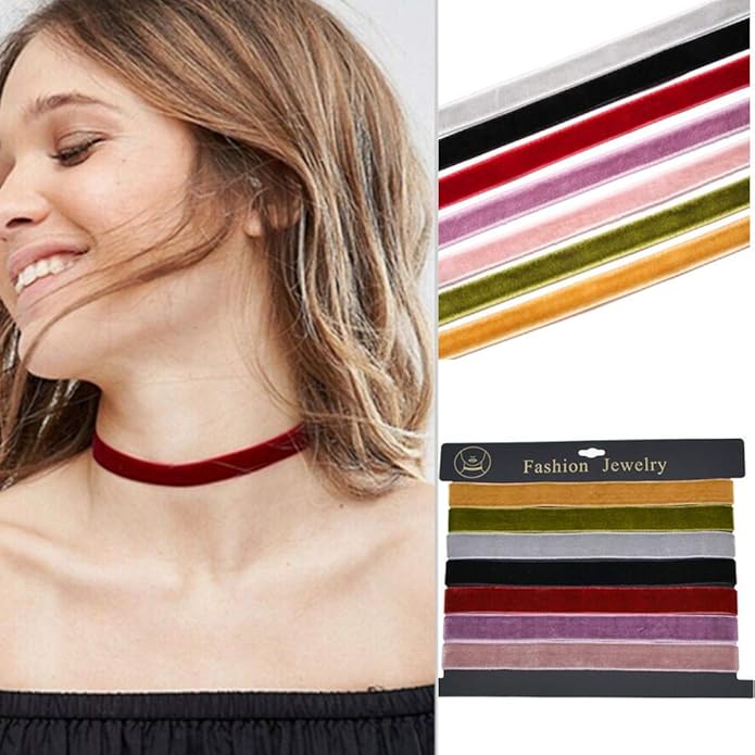 Black Choker Necklaces for Women 90s Red Black Velvet Choker Necklace Thick Thin Chocker Tube Heart Circle Choker Necklace Lace Tatto Collar Necklace Goth Choker Jewelry